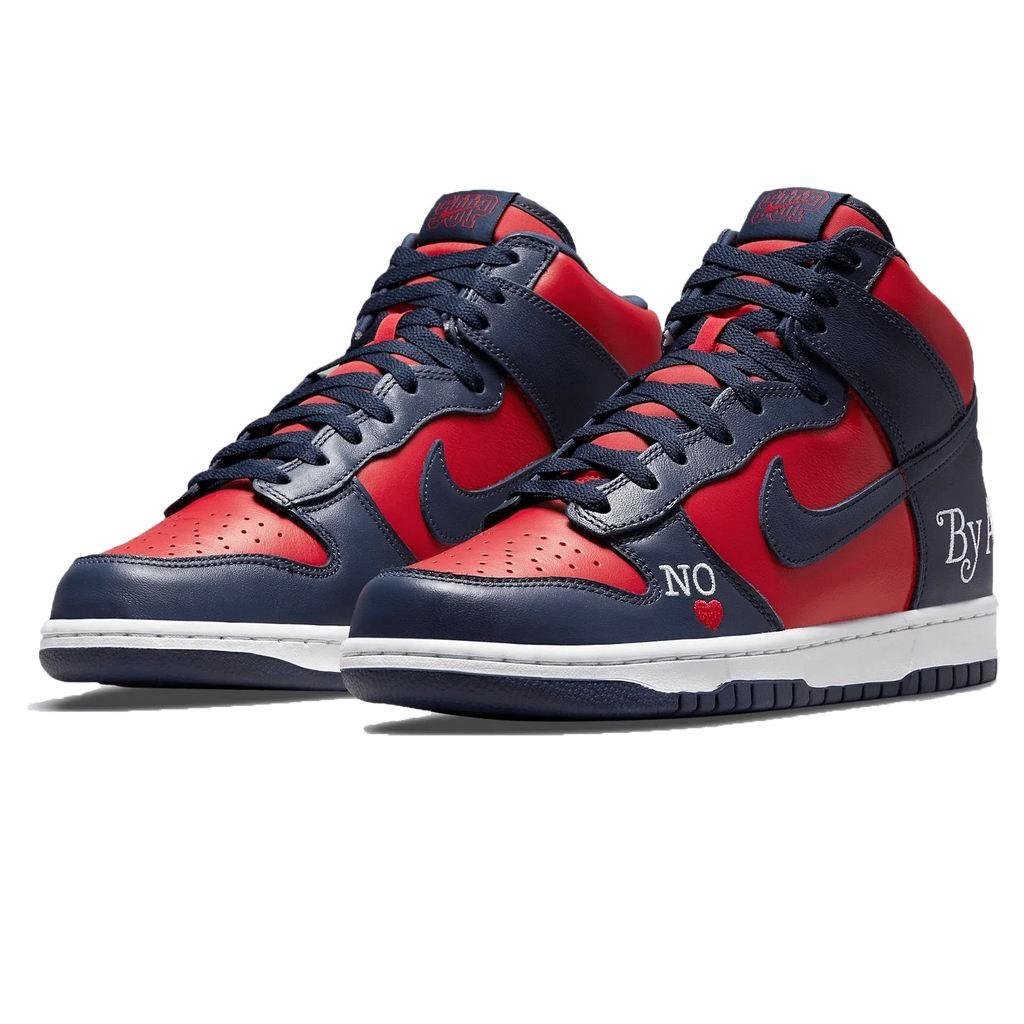 Nike SB x Supreme Dunk High 'By Any Means Navy Red'